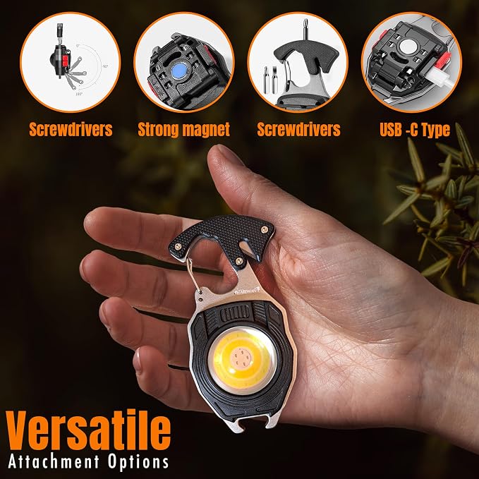 Father’s Day Gift for Dad – LED Flashlight Multitool Keychain with Magnet, EDC Emergency Tool, Carabiner, Bottle Opener, Screwdriver, Camping & Survival Gear for Men