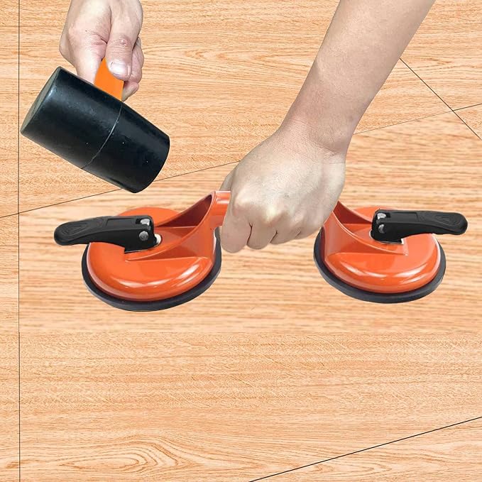 Floor Gap Fixer Tool for Laminate Floor Gap Repair Include Suction Cup and Mallet (Can't use on scraped surface floor)-Orange Kit | Vinyl Floor Gap Repair Tool With Suction Cup Mallet Can't use on scraped surface floor, Smooth Surface Use