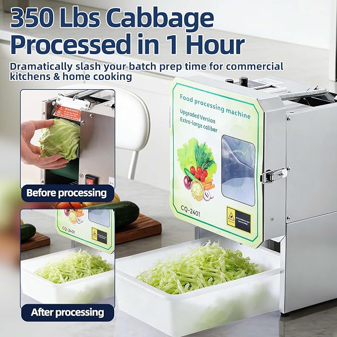 Electric Vegetable Chopper & Slicer, Multi-Functional Vegetable Processor Slices, Shreds, Sections, Easy Clean Automatic Shredder for Commercial & Home Kitchen, Salad, Meal Prep