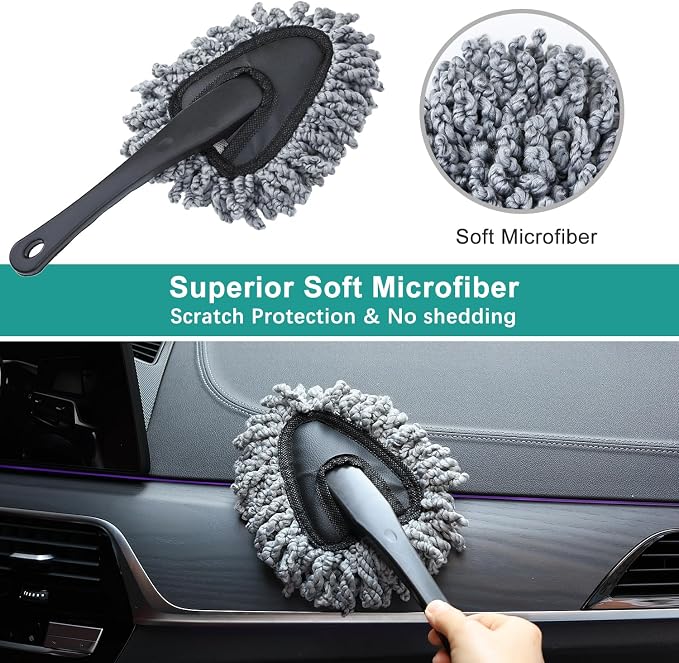 2 Pack Super Soft Microfiber Duster Brush, Dusting Tool, Cleaning Brush, Car Dash Cleaner, Cleaning Tools for Car Cleaning, Home Kitchen, Computer