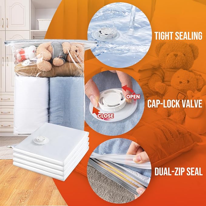 TAILI 10 Pack Vacuum Storage Bags, Jumbo Size (31×40 inch), Vacuum Seal Bag for Clothing, Bulky Bedding, Comforter, Blankets, Pillows, Space Saver Packing
