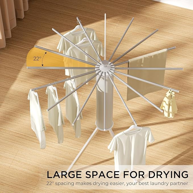 Aluminum Tripod Clothes Drying Rack, Foldable Portable Garment Stand, Space Saving Laundry Drying Stand for Clothes, Indoor Outdoor Balcony Bedroom Laundry Organizer
