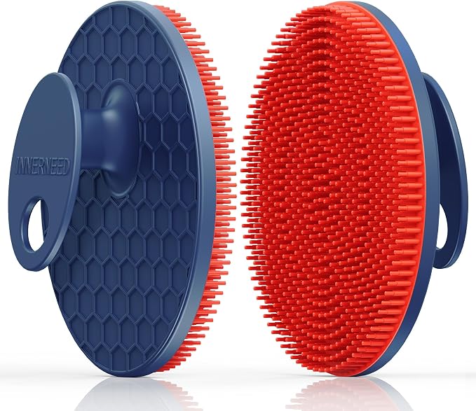 INNERNEED Magnetic Silicone Body Scrubber, Hygienic Shower Brush, Red | Gentle Exfoliating & Deep Cleansing Body Brush for Daily Shower, Skin Vitality