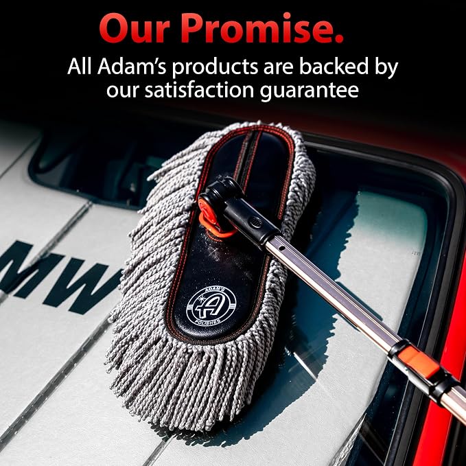 Adam's Polishes Microfiber Duster – Exterior Soft Premium Large Car Duster Kit Extendable Handle with Long Pole, Safe On Paint & Removes Dust, Pollen, Dirt, Cotton, Hair & More