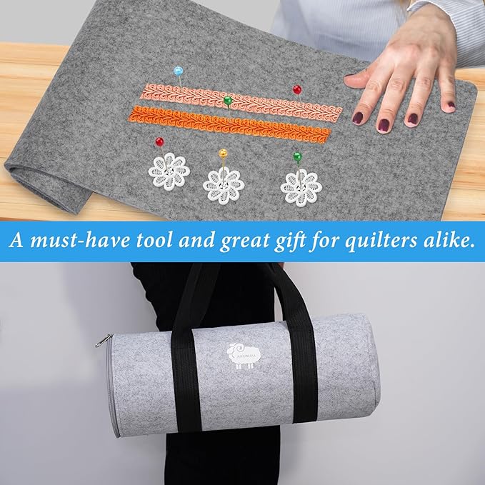 Wool Pressing Mat for Quilting15 x 54 XL Extra Large Felt Ironing Pad 3/8" Thick, 100% Natural Wool Heat Resistant for Ironing, Sewing, Cutting on Ironing Board, Tabletop, Dryer, Countertop