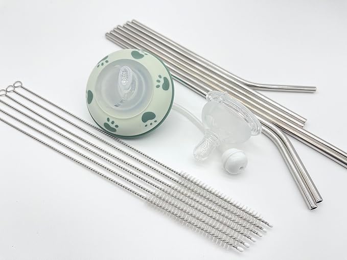 20PCS Straw Cleaner Brush kit,Straw Brush of 8mm-10.6 inch for Water Bottle Sippy Cup with Straw,Glass Straw,Piper Cleaning,Tubes Cleaning Like Filter and Sink Drain Hair Remove (Rubber top)