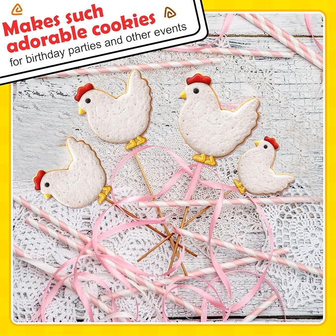Havawish 4 Pcs Cookie Cutter Set 2 in to 5 in Cookie Cutter Stainless Steel for Baking Fondant Fruit Bread Birthday Party Decorations (Chick)