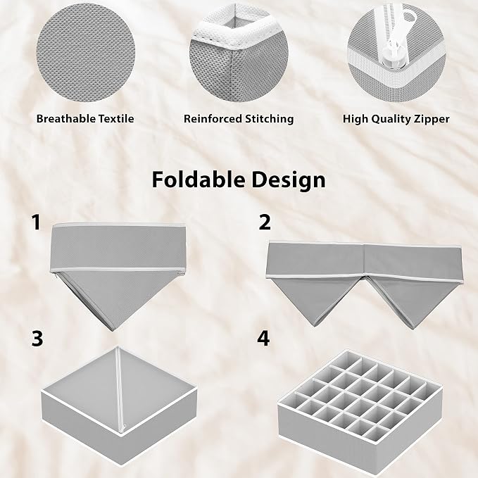 Simple Houseware Closet Underwear Organizer Drawer Divider Assorted 7 pcs | Gray
