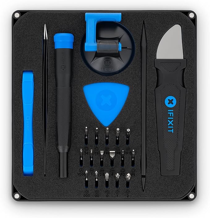 iFixit Essential Electronics Toolkit - PC, Laptop, Phone Repair Kit | Starter tool set with 16 precision bits (4 mm), magnetic screwdriver & opening tools for electronic devices