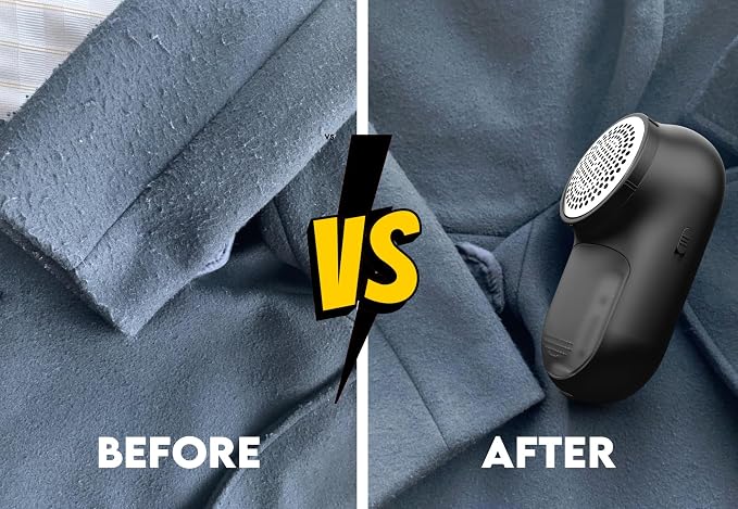 Rechargeable Fabric Shaver, Lemontec Battery-Operated Lint Remover & Sweater Defuzzer for Clothes and Furniture – Eliminates Pills, Fuzz, and Lints (Black)