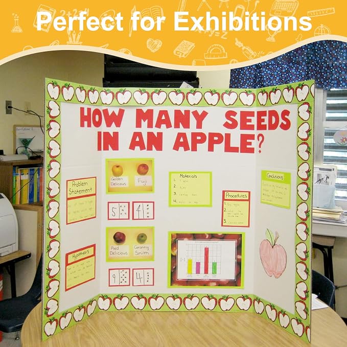 Trifold Poster Board 36"x48", 2 Pack White Large Corrugated Display Board | Large Foldable Poster Board for School Projects, Science Fair, Business Presentations, Photo Displays, Graduation Exhibitions