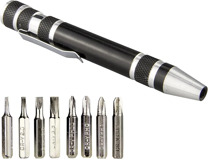 SWATOM 8 in 1 Mini Screwdriver Set Small Screwdrivers Pen Magnetic Repair Tools EDC Compact Precision Gadgets for Computer Eyeglasses Daily Home Improvement Use (Black)