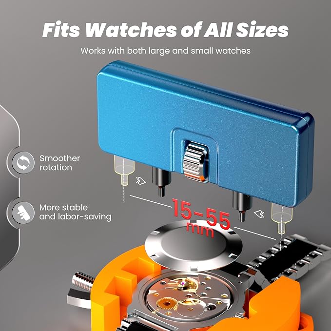 JOREST Watch Battery Replacement Kit, Watch Repair Screwdriver, Watch Band Replacement tool, Watch Wrench Back Remover, Watch Case Opener, Watch Back Remover Holder, Spring bar, Tweezers