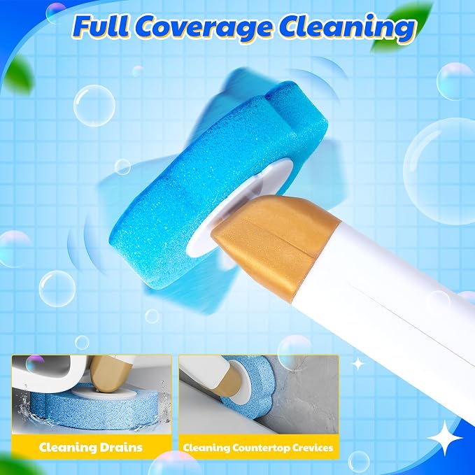 Toilet Bowl Wand Refills - 30 Count Disposable Replacement Brush Heads, Household Bowl Cleaners Refill Pads, Toilet Sponge Brush Scrubbers Cleaning Supplies for Home Washing Bathroom Bathtub