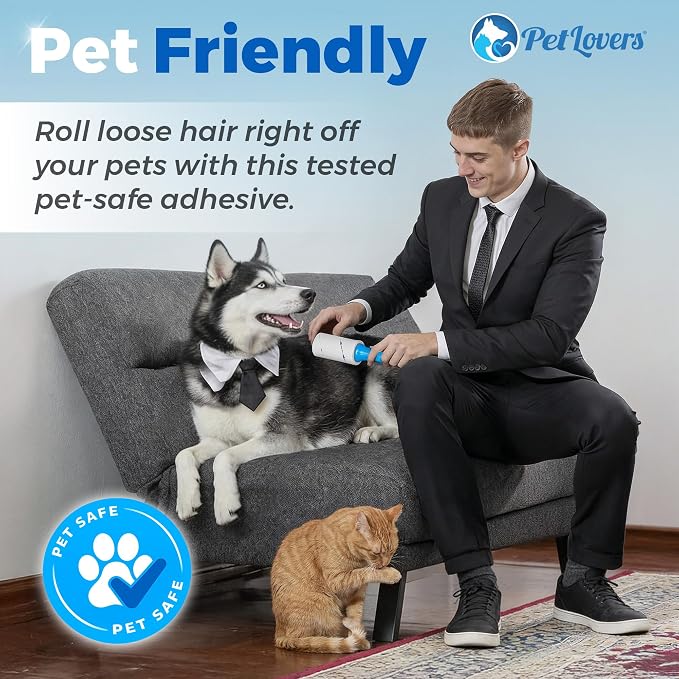 PetLovers Extra Sticky Lint Roller Mega Value Set 900 Sheets for Pet Hair Removal and Clothes, Dog and Cat Lint Remover, 10 Pack
