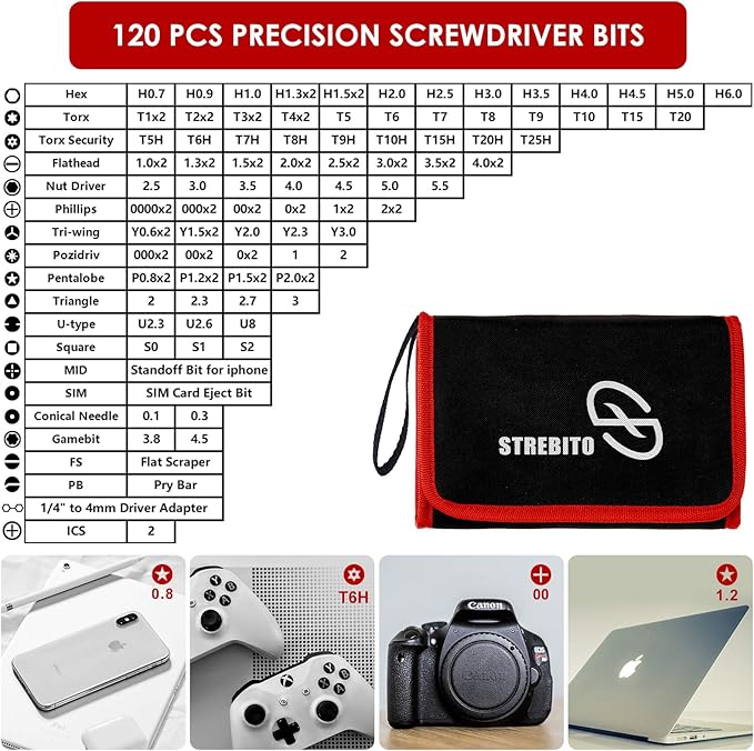 STREBITO Screwdriver Sets 142-Piece Electronics Precision Screwdriver | 120 Bits Magnetic Repair Tool Kit for iPhone, MacBook, Coumputer, Laptop, Tablet, PS4, Xbox, Nintendo, Eyeglasses, Jewelers