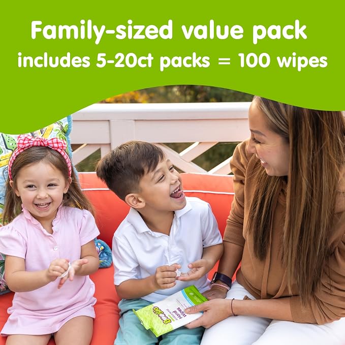 Boogie Antibacterial Hand Wipes - 100 Count - Hypoallergenic & Alcohol-Free - Travel and Diaper Bag Essential