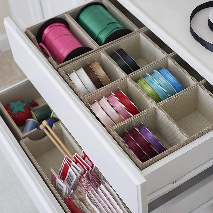 Household Essentials Brown 722-1 Deep 3 Section Drawer Organizer Box for Storage | 12 in x 6.13 in x 3.13