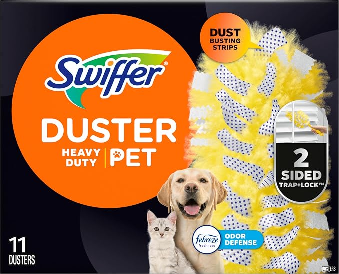 Swiffer Pet Heavy Duty Dusters Refills, Multisurface 360 Dusters with Febreze Odor Defense, 11 Count (Pack of 3)