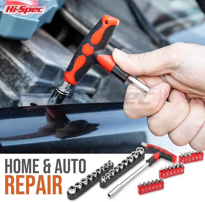 Hi-Spec Home and Garage Tool Kit Household and Auto Repair Tools Pliers | 73pc, socket and wrench coverage, roadside fixes, organized box, garage maintenance help, bike and vehicle tasks, quick setup