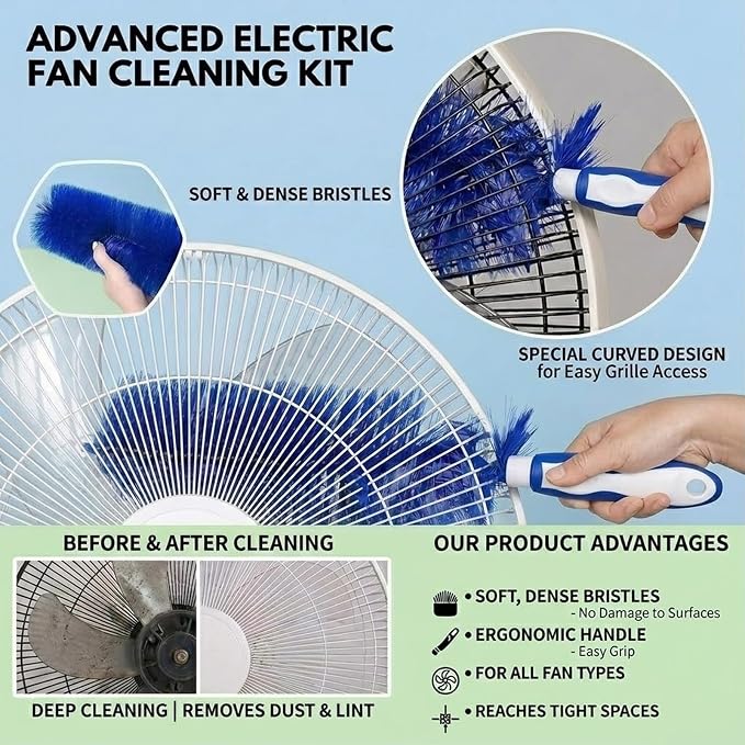 Fan Cleaning Brush Kit - Bendable Microfiber Head Reusable Dust Remover, Aquanexis 90 Flexible Ceiling & Fan Dust Magnet for Electric Fans Air Conditioning Home, Bonus 2 Magic Cloths Gap Brush (2)