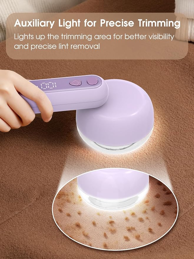 COPPA Lint Remover, LR-01 Remove Fuzz Lint USB-C Rechargeable 6 Blades & 3 Speed Mode Shut-Off Protection Portable Fuzz Remover with Battery Display for Clothing Furniture Curtain