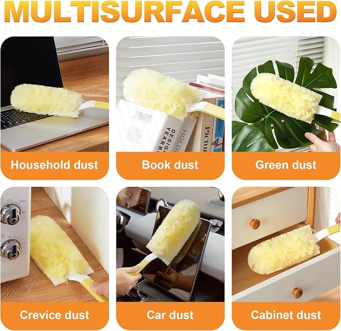 Heavy Duty Duster Refills for Swiffer Duster, 24 Count Yellow Refills with 1 Handle, Disposable Dusters for Cleaning Electronics, Furniture, Blinds