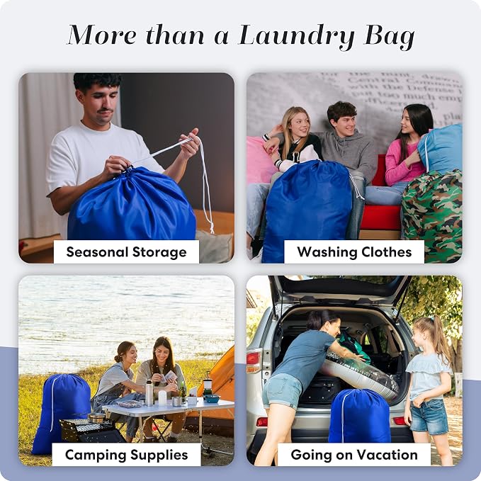 Handy Laundry Extra Large Heavy Duty Laundry Bag – 30" x 40" Durable Nylon, Locking Drawstring Closure, Machine Washable, Fits Laundry Basket, Travel & Dorm Dirty Clothes Organizer, Royal Blue | 30"x40" XL Nylon Laundry Bag, Locking Drawstring, Machine...