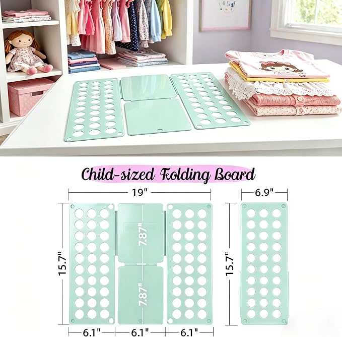 Mini Toddler Shirt Folding Board - Ages 1-7 Blue, Builds Independence | great for Montessori laundry, lightweight PP, smooth rounded edges, quick & simple, develops confidence & skills, stores flat