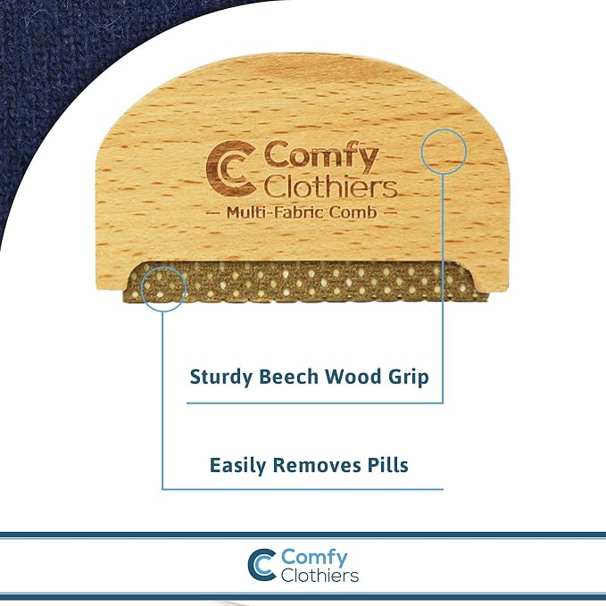 Comfy Clothiers Cedar Wood Cashmere Comb & Beech Wood Sweater Shaver Comb Combo Pack (One of Each Type) – Multi-Fabric Shaver Removes Pills, Fuzz and Lint from Garments