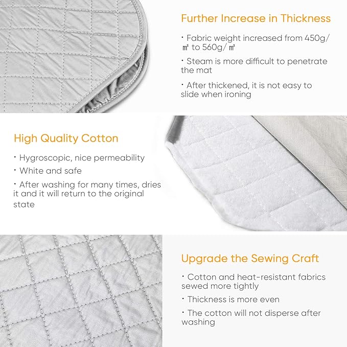 Upgraded Thick Ironing Mat,Travel Ironing Blanket Ironing Pad,Portable Double-Side Using,Heat Resistant Pad Cover for Washer,Dryer,Table Top,Countertop,Ironing Board for Small Space (53*32 inch)