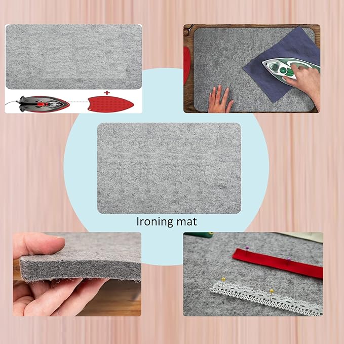 SEHXIM 13.5" x 13.5" Wool Pressing Mat, 100% New Zealand Wool Ironing Mat, Sewing Machine Muffling Mat,Wool Mat for Ironing Pad for Sewing, Quilting, DIY Crafts, and Embroidery. (13.5" x 13.5")