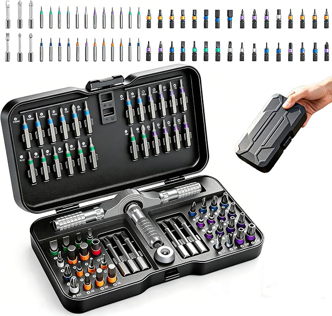 2026 New 66 in 1 Magnetic Ratchet Screwdriver Set, DIY Screwdriver Set with Detachable Handle, Portable Compact Repair Tool Kit for Furniture Laptop Electronicsv Bicycle