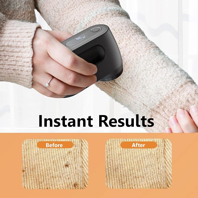Pionix Fabric Shaver, Sweater Shavers to Remove Pilling, High-Perf Defuzzer, Rechargeable Electric Lint Shaver for Fuzz and Lint Balls from Clothing, Upholstery 2000mah Battery (Charcoal Black)
