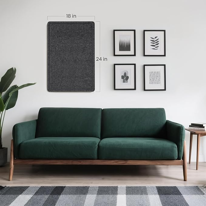 Felt Bulletin Board 24x18 inches, Decorative Pin Board for Home & Office | Cork Board Alternative for Wall with Push Pins, Display Mood Board for Photos, Notes & Reminders