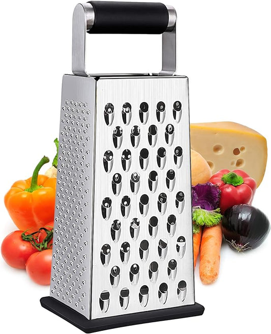 Kaishun Cheese Grater, 4-Sided Box Grater for Cheese, Vegetable & Fruit