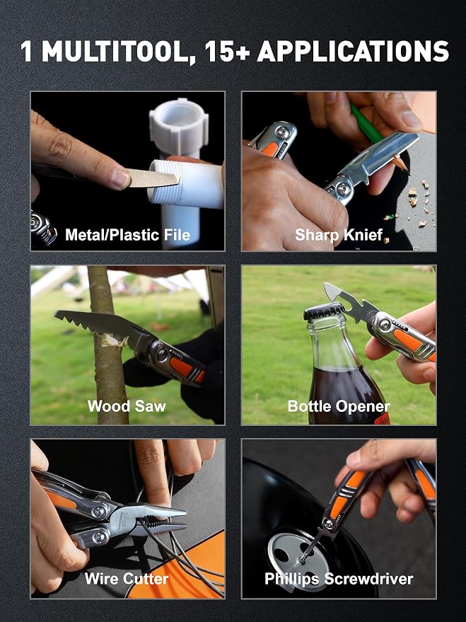 Multitool Pliers, Foldable 14-in-1 Multi Tool Gift for Dad, Father, Husband | Small Pocket Knife Multitool, Mini Utility knife, Folding Pliers with Sheath, EDC Multitool Knife, Self-Locking Design