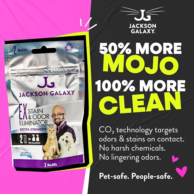 Jackson Galaxy EX Stain & Odor Eliminator - Pet Urine Remover Refill Tablets - Fast Acting & Non-Toxic CO2 Based Cat Pee Cleaner, Refill Tablets For 2 Full Solutions - Made by a Cat Expert