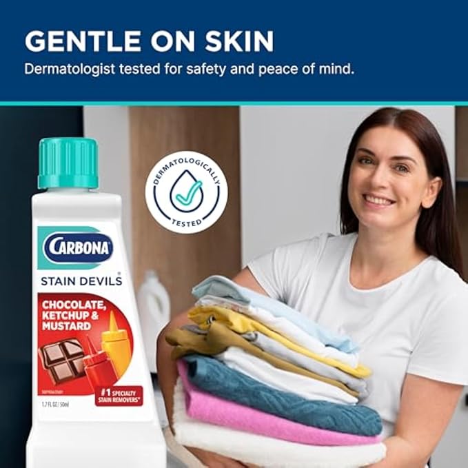 Carbona Stain Devils® #2 | Ketchup, Mustard & Chocolate | Professional Strength Laundry Stain Remover | Multi-Fabric Cleaner | Safe On Skin & Washable Fabrics | 1.7 Fl Oz, 3 Pack