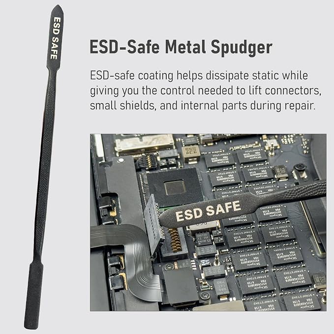 4-in-1 Heavy-Duty Metal Spudger Set, Electronics Opening Kit with Anti-Static ESD Metal Spudger, Ultra-Thin Pry Tool & Dual-Sided Spatula for Laptop, Tablet, Phone, Game Console, iMac Repair