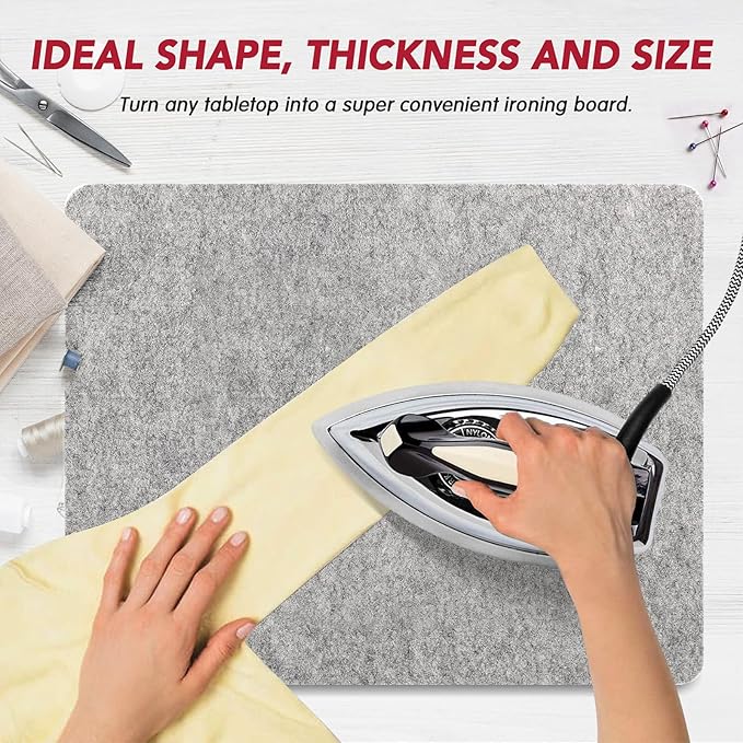 Wool Pressing Mat for Quilting, 100% Wool from New Zealand, Portable Felted Wool Ironing Mat Pad Blanket for Quilter, Sewing, Quilting Supplies and Notions 15''x12''
