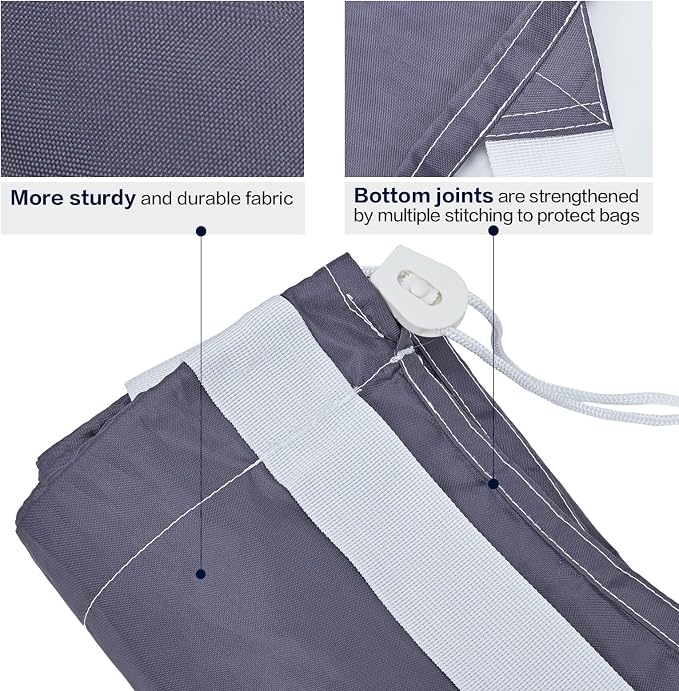 HOMEST XL Laundry Bag with Strap, Clothes Organizer for Dorm & Travel | Heavy-duty nylon material supports bulky garments and daily transport between baskets and storage areas, Grey