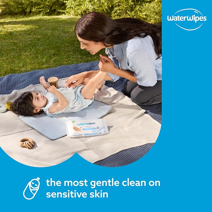 WaterWipes Sensitive+ Newborn & Baby Wipes, 3-In-1 Cleans, Cares, Protects, 99.9% Water, Unscented & Hypoallergenic, 900 Count (15 Packs)