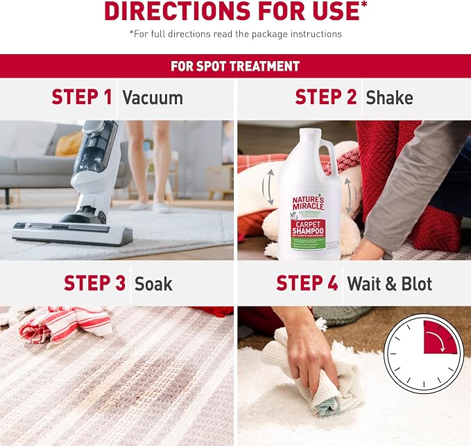 Nature's Miracle Carpet Shampoo Pet Stain & Odor Remover, 64 oz | Bio-Enzymatic Formula Removes & Deodorizes Deep-Set Pet Stains, For Water-Based Carpet Cleaners, Use on Carpet & Upholstery