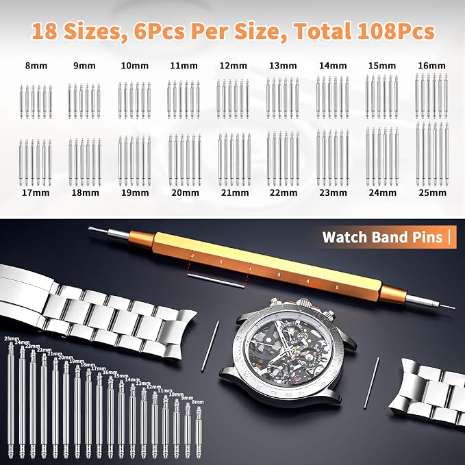 Watch Link Removal Kit, BYNIIUR Watch Repair Kit, Watch Case Opener Spring Bar Tools, Watch Battery Replacement Tool Kit, Watch Band Link Pin Tool Set with Carrying Case and Instruction Manual