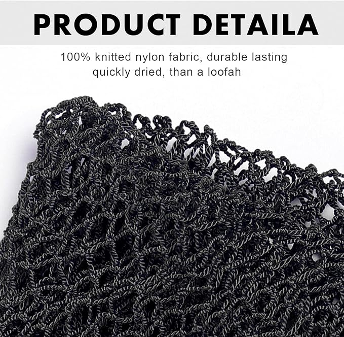African Net Sponge Authentic,Exfoliating Body Shower Scrubber,Black | Woven nylon africannet sponge,stretches up to 66in for full body & back washing removes dead skin,oil,For Women and Man