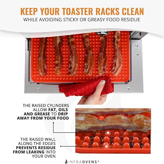 Toaster Oven Air Fryer Reusable Mats Accessories 10 x 12, Compatible with Cuisinart, Breville, Black and Decker + More, Non-Stick, Easy Clean, Food Safe Oven Liner Replacements for Parchment Paper