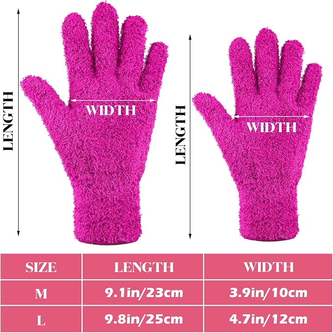 Patelai 3 Pairs Microfiber Plant Dusting Gloves Leaf Cleaning Gloves for Indoor Plants, Blinds, Furniture, House (Purple,Rose Red,Black,Medium)