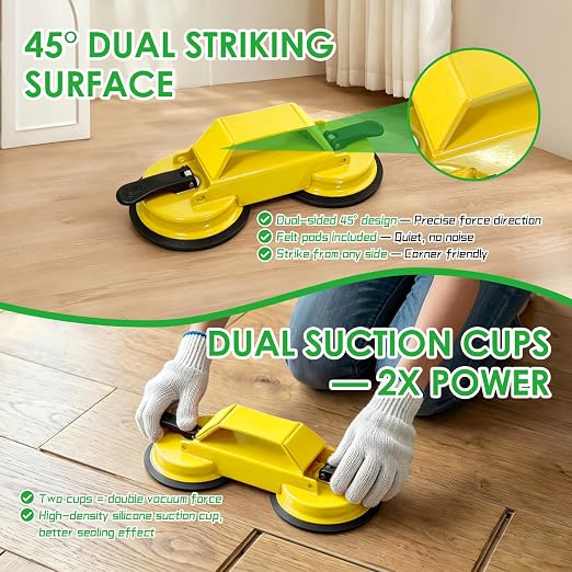 Floor Gap Fixer Tool to Fix a Floor, Vinyl Floor Repair Kit with Strong Suction Cups, Laminate Flooring Tools, Includes Plank Grabber and Mallet