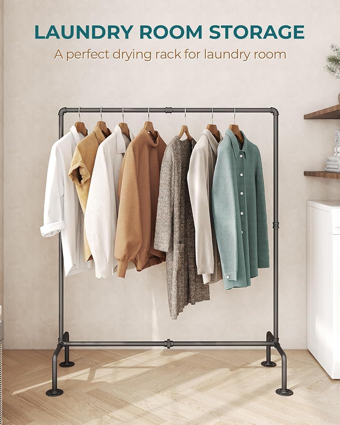 OROPY Clothing Rack, 2 Pack Heavy Duty Clothes Rack Freestanding | Industrial Pipe Clothing Rack Free Standing, Detachable Clothes Rack, Garment Storage, Max 247lbs, Easy Easy Assembly, Black
